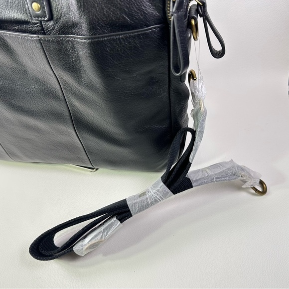 NEW Men’s Fossill HaskellBlack Leather Men's Briefcase/Laptop Bag - Picture 16 of 16